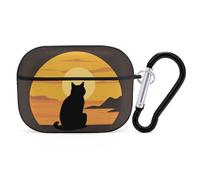 Warm Cat Coque rigide pour Airpod Pro Coque de protection complète contre les chutes avec porte-clés compatible avec AirPod Pro 2e/1ère génération, LED avant visible, noir