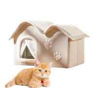 Warm Cat House, Outdoor Cat House for Winter, Cat Bed Cave for Indoor Cats, Non-Slip Warm Cat House for Winter, Cozy and Comfortable Small Cat Hideaway Color Cream