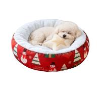 Warm Cat Mat - Christmas Cat Bed | Christmas Round Cats Bed with Non-Slip Base | Comfortable Round Christmâs Calming Pet Sofa | Kitten Crate Kennel Fuzzy Pad for Home Dorm Apartment Living Room