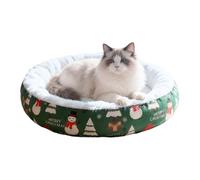 Warm Cat Mat - Christmas Cat Bed | Christmas Round Cats Bed with Non-Slip Base | Comfortable Round Christmâs Calming Pet Sofa | Kitten Crate Kennel Fuzzy Pad for Home Dorm Apartment Living Room