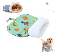 Warm Cave Nest Sleeping Bed,Cozy Pet Nest, Soft Self Warming Pet Sleeping Portable Handwoven Pets Bed,Puppy House for Cats and Dogs All Seasons Indoors (Green, S)