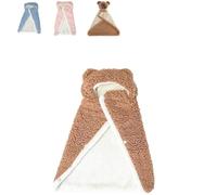 Warm Coral Fleece Dog Shawl with Hood,Pet Cape Blanket for Dogs & Cats,Soft Machine Washable Cape for Indoor Relaxing & Outdoor Walks (Coffee, L)