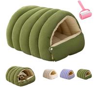 Warm Cozy Pet Bed,Soft Warm Plush Cat Dog Pet Cave Nest,Indoor Cute Dog Cat Bed,Cave Style Cozy Hideaway with Removable Washable Cover & Anti-Slip Base (Green, 57*37*28cm/22.44*14.57*11.02inches)