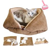 Warm Cozy Plush Bed for Cats,Multifunctional Soft Pet Blanket Cushion,Washable Fall Winter Pets Bed Pad,Indoor Living Room Apartment Travel Pet Pad (Khaki, M:80x60cm/31.5x23.62 in)