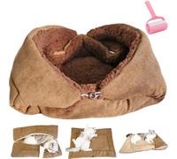 Warm Cozy Plush Bed for Cats,Multifunctional Soft Pet Blanket Cushion,Washable Fall Winter Pets Bed Pad,Indoor Living Room Apartment Travel Pet Pad (Coffee, S:70x50cm/27.56inx19.69 in)