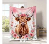 Warm Flannel Highland Cow Throw, Soft Couch Bed Blanket, Cute Animal Print Home Decor, Machine Washable,B17,130cm*150cm,50in*60in