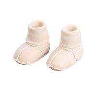 Warm Fur Baby Sock Shoes, Baby Winter Sock Boots, Winter Warm Snow Boots Soft Sole Crib Shoes Booties for Newborn Infant Toddler (11CM,Ivory White)