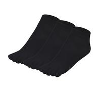 Warm-Han M907 Chaussettes à orteils en coton 99% Taille 39-43/77% Taille 44-46 Homme Tige courte Cheville Basket à orteils Chaussettes à cinq doigts, Noir x 3, 44-46
