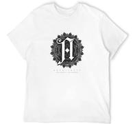 WARM KISS Men Architects Mandala Banded Collar Short Sleeve T Shirt White XXL