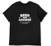 WARM KISS Mens T Shirt Beer is The Answer Funny Drinking Shirt Drinking Beer Party Black S