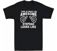 WARM KISS Men's This is What an Awesome Stepdad Look Like Shirt Funny Slogan Gift Men's T Shirt Black M