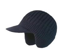 Warm Knitted Hats for Men,Winter Warm Ear Protection Beanie with Brim and Ear Flaps Best Gift (Navy,Taille Unique)