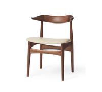 Warm Nordic Chaise Cow Horn cuir ivory. structure en noyer