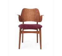 Warm Nordic Chaise Gesture. assise revêtue de textile Support en chêne huilé teck bordeaux