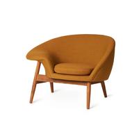 Warm Nordic Fauteuil Fried Egg tissu canvas 424 dark ochre. pieds en teck huilé