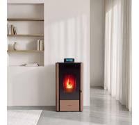 WARM PELLET CONNECT - Poêle À Granulés 10 Kw Pour Intérieur Sans Fumée Avec Wifi Moka. Basse Consommation
