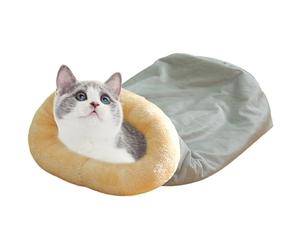 Warm Pet Sleeping Bag - Self Warming Cat Cave Bed | Semi Enclosed Thermal Dog Bed & Snuggle Sack | Winter Pet Mat Warming Pad for Kittens & Small Dog