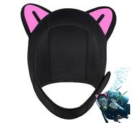 Warm Swim Hat, UV-Proof Elastic Diving Hats, 9.06 x 5.91 inches Cute Cat Ears Swimming Cap with Stretchy Fit, Comfortable Lining, Multipurpose Swimming Gear for Snorkeling Surfing and Pool Activities