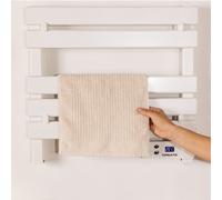 WARM TOWEL MINI - Porte-serviette Électrique À Suspendre Ou À Poser 150W Blanc & Sans Pieds & Sans Étagère. Basse Consommation