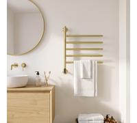 WARM TOWEL MINIMAL - Sèche-serviettes Électrique 80W Avec Barres Pivotantes À 180º Or Brossé. Basse Consommation