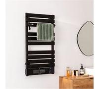 CREATE / Warm Towel Pro + ÉTAGÈRE/Porte-Serviettes électrique avec radiateur céramique avec étagère 1 Barre, Noir/WiFi, 500-1500W, 2 puissances, Chambres 12m², 101x13x55cm