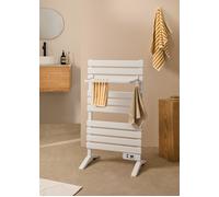 CREATE / Warm Towel 500W / Sèche-Serviettes électrique Blanc avec Pieds et étagère / 103x5x55 cm/pour Sol ou Mur, minuterie, écran LCD, Faible consommation, temporisateur