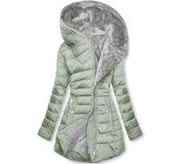 Warm Winter Coats for Women 2023 Trendy Fleece Lined Hooded Jackets Thicken Quilted Puffer Coat Slim Fit (Light Green,S)