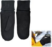 Warm Winter Gloves Men Women Winter Knitted Gloves Thick Warm Full Finger Knitted Soft Gloves Outdoor Sports Thermal Windproof Winter Gloves For Skiing Hiking Climbing, Black