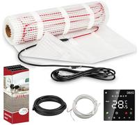 Warmfay Chauffage au sol électrique 160 W/m², kit complet de chauffage par le sol électrique incl. thermostat, tapis chauffant électrique auto-adhésif pour parquet, carrelage & pierre naturelle (2,5