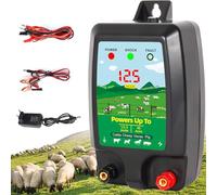 Warmfay Dispositif de clôture 12 V avec écran LED, sortie chien de berger électrique 2J pour une portée de 10 km, clôture électrique étanche pour protéger les fermes, les animaux domestiques, la
