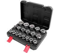 Warmfay Jeu de clés à douille multidents 1/2", 19 pièces 8-32 mm, 12 pans, 12 pans, douilles Torx en acier CV système de douilles hexagonales universelles