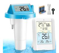 Warmfay Thermomètre numérique pour piscine, fonctionne avec énergie solaire et batterie, résistant à l'eau IP68, avec récepteur jusqu'à 70 m de portée, thermomètre pour piscine, baignoire, étang et