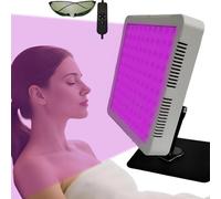 Warmforwel Lampe de bronzage 395 nm avec 100 LED violettes, solarium pour le visage pour une utilisation à la maison et tout le corps, avec minuterie, luminosité réglable, support et lunettes