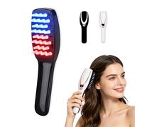Warmforwel Peigne de massage électrique pour cuir chevelu avec lumière LED rouge et bleue, 3 niveaux d'intensité de vibration, brosse à cheveux rechargeable avec 28 nœuds doux, portable pour homme et