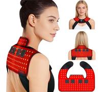 Warmforwel Tampon de soin à lumière rouge pour cou et épaules - 142 LED 660 nm 850 nm - 4 électrodes - 8 modes - 20 niveaux d'intensité - Portable - Sans fil - 2000 mAh - Avec massage