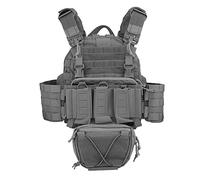 WarmHeartting Arc Tubes de Gilet Tactique à dégagement Rapide réglable Respirant Gilet d’entraînement Molle Airsoft avec 5.56mm Triple Panneau de Pochette d’agrandissement, Gris