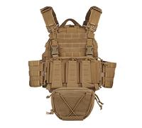 WarmHeartting Arc Tubes de Gilet Tactique à dégagement Rapide réglable Respirant Gilet d’entraînement Molle Airsoft avec 5.56mm Triple Panneau de Pochette d’agrandissement, Marron