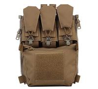 WarmHeartting Pochette Tactique À Panneau Zippé avec Pochette pour Chargeur pour Gilet Fcpc, Équipement Militaire, Panneau Arrière Tactique Banger Pouch GP Pocket Rabat De Rétention, Marron, L