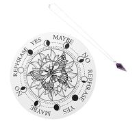 Warmhm 1 Ensemble Ornements Sculptés en Bois Divination Planche Artisanat Outils Divinatoires Assiette en Bois avec Pendentif Fournitures D'autel Pierre Naturelle Blanche