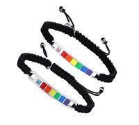 Warmhm 1 Paire Bracelets Couple Réglables Nylon Tressés de Bracelets et Zircon Design Arc Ciel pour Offrir Aux Amoureux et