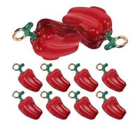 Warmhm 10 Pièces Breloques Piment Fort Alliage Rouge Pendentifs Miniatures pour Colliers Boucles Oreilles et Bijoux DIY Charms Métal Résistants pour Créations Artisanales