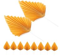 Warmhm 10 Pièces Décorations de Gâteau de Palmier Papier Doré Inserts Éventail pour Cupcakes Ornements pour Anniversaire et Mariage Style Grand Modèle