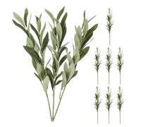 Warmhm 10 Pièces Fausses Tiges d'olive Plante Artificielle Verte