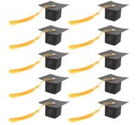 Warmhm 10 Pièces Mini Chapeau de Graduation Noir en Papier et Fil