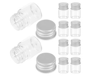 Warmhm 100pièces Mini Glass Bottles Vials with Aluminum Screw Caps Leakproof Essential Oil Containers for Travel DIY Crafts Holy Water Storage and Party Favors