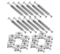 Warmhm 10ensembles Double Head Rod Connector for Furniture Assembly Iron Dual Head Screws with Adjustable Eccentric Cam Compatible with Various Drawer Cam Lock Nuts Set of