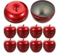 Warmhm 10Pcs Boîte À Thé En Métal Boîte À Bonbons En Fer Blanc En Forme De Pomme Boîtes De Stockage En Fer Blanc Bocal À Bonbons À Biscuits Pour Noël Sucre Thé Café (Rouge)