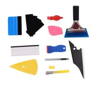 Warmhm 11 pièces Kit Professionnel pour Pose Film Teinté Auto Raclette Multi-Usage Cutter Acier Inoxydable et Outil Nettoyage Vitre pour Angles Difficiles