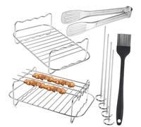 Warmhm 12 pièces Accessoires Friteuse Air Inox avec Rack Brochettes Pince et Pinceau pour Cuisson Uniforme et Facile Nettoyage