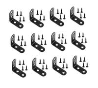 Warmhm 12 pièces Équerres Angle Acier Inoxydable Noir Renforts Épaissis avec Vis Auto-perceuses pour Support Meuble Étagère et Coin Solide